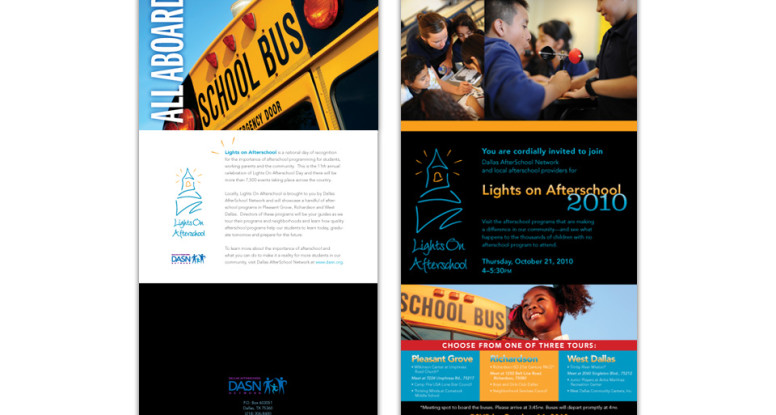 Lights on Afterschool trifold invitation