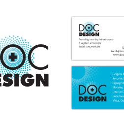 Doc Design logo and business card