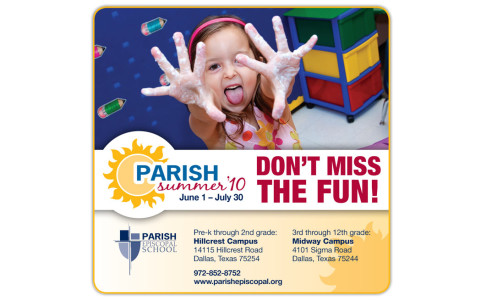 Parish Episcopal School summer school ad design