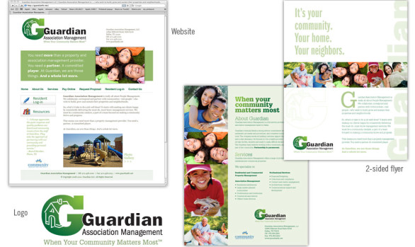 Guardian Association Management logo, website, flyer