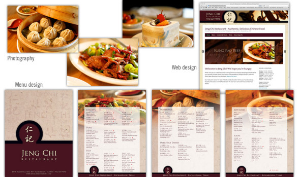 Jeng Chi menu design, web site design and photography