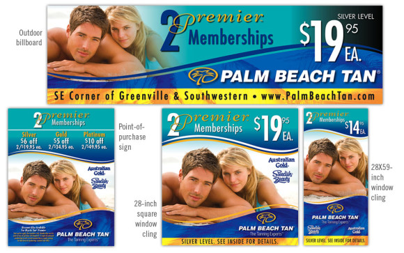 Palm Beach Tan monthly signage campaign